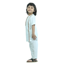 White pure cotton kurta  pajama embellished with lace