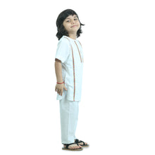 White pure cotton kurta  pajama embellished with lace