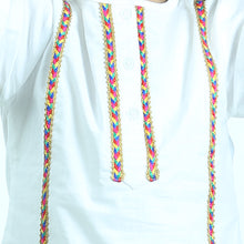 White pure cotton kurta  pajama embellished with lace