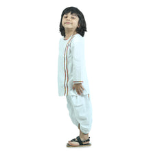 White pure cotton side button kurta with dhoti