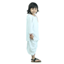 White pure cotton side button kurta with dhoti