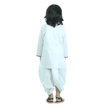 White pure cotton side button kurta with dhoti