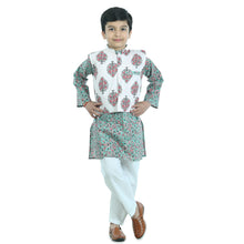 Pink pure cotton printed kurta pajama with jacket