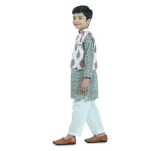 Pink pure cotton printed kurta pajama with jacket