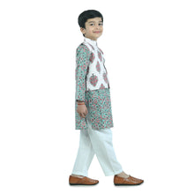 Pink pure cotton printed kurta pajama with jacket