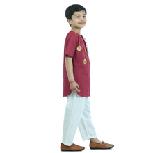 Blue cotton kurta pajama embellished with cotton lace