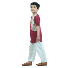 Blue cotton kurta pajama embellished with cotton lace