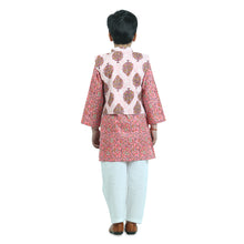 Green pure cotton printed kurta pajama with jacket