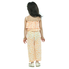 Yellow Printed pure cotton crop top with pajama set