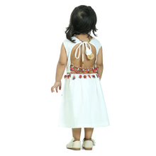 White pure cotton sleeveless dress embellished with tussle