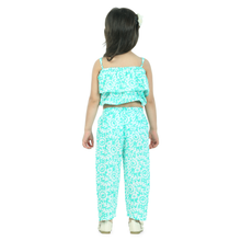 Green Printed pure cotton crop top with pajama set