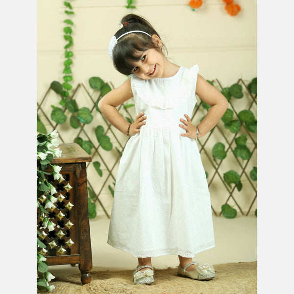 White pure cotton shiffli embroidry dress