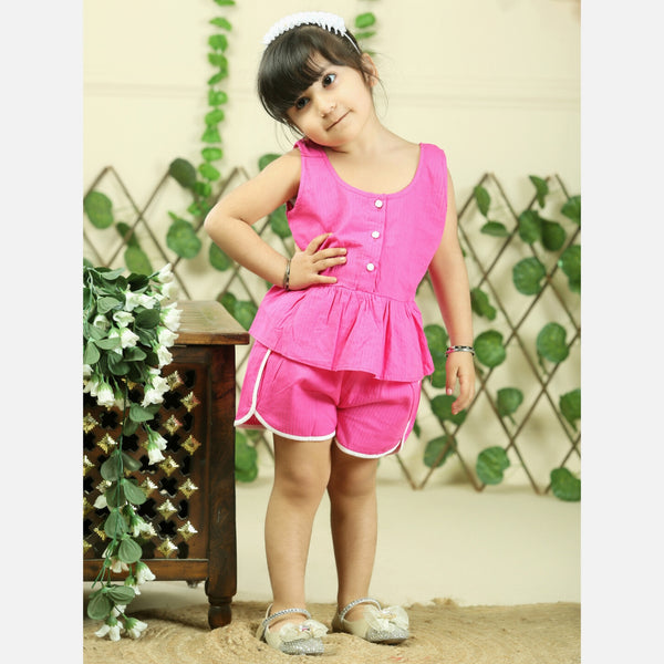 Pink pure cotton top with shorts