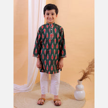 Red pure cotton printed kurta with pajama