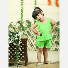 Green pure cotton top with shorts