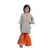 Printed straight pure cotton kurti with sharara