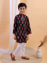 Blue pure cotton printed kurta with pajama