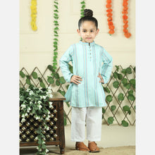 Orange cotton woven stripe kurta with pajama