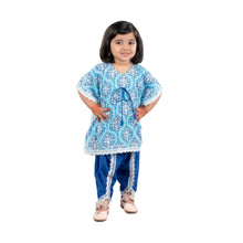 Ethnic print waist tie-up cotton kaftan with dhoti