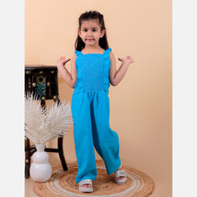 Blue pure cotton jumpsuit with smoking