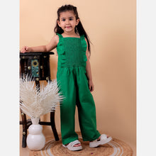 Green pure cotton jumpsuit with smoking