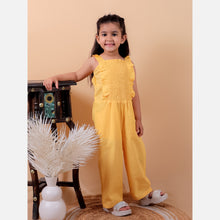 Yellow pure cotton jumpsuit with smoking