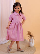 Light Violet Cotton lurex fit and flare dress