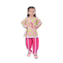 Ethnic print waist tie-up cotton kaftan with dhoti