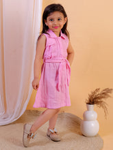 Pink Solid double gauze cotton sleeveless dress