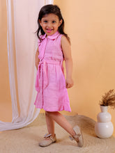 Pink Solid double gauze cotton sleeveless dress