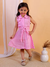 Pink Solid double gauze cotton sleeveless dress