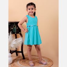 Turquoise Blue cotton smoking one piece frock