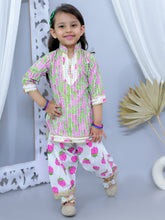 Pink pure cotton printed kurti with Patiala