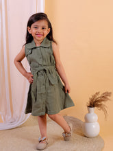 Green Solid double gauze cotton sleeveless dress