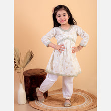 Siblings Beige pure cotton golden print kurti and pajama