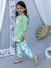 Blue pure cotton printed kurti with Patiala