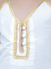 White pure cotton strip embellished top with dhoti