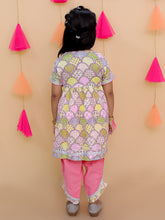 Yellow pure cotton printed angrakha with dhoti