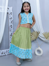 Green pure cotton printed lehanga choli