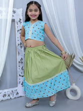 Sky blue pure cotton printed lehanga choli