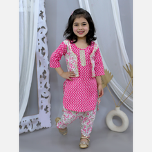 Pink pure cotton waist coat attached kurti with dhoti