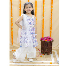 Girls Floral Printed Pure Cotton Kurta with Sharara & Dupatta