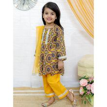 Girls Ethnic Motifs Printed A-Line Pure Cotton Kurta with Pyjama & Dupatta