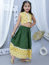 Green pure cotton printed lehanga choli