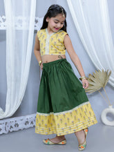 Green pure cotton printed lehanga choli