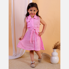 Pink Solid double gauze cotton sleeveless dress