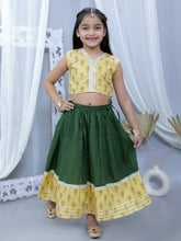 Green pure cotton printed lehanga choli