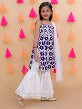 Pink pure cotton printed kurti with white sharara