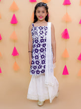 Green pure cotton printed kurti with white sharara