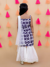 Blue pure cotton printed kurti with white sharara